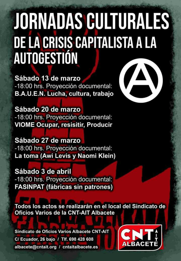 Jornadas culturales de la crisis capitalista a la autogestión obrera