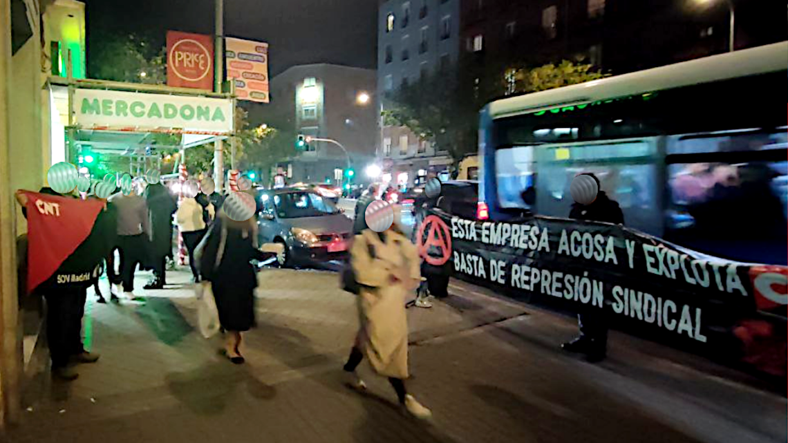 Piquete ISS Facility Services. Frente a su represión nuestra solidaridad. Madrid.