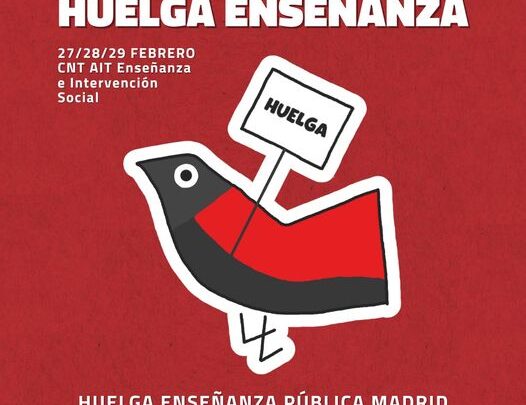 El Sindicato de Enseñanza de CNT-AIT Madrid se adhiere a la huelga de la enseñanza pública madrileña