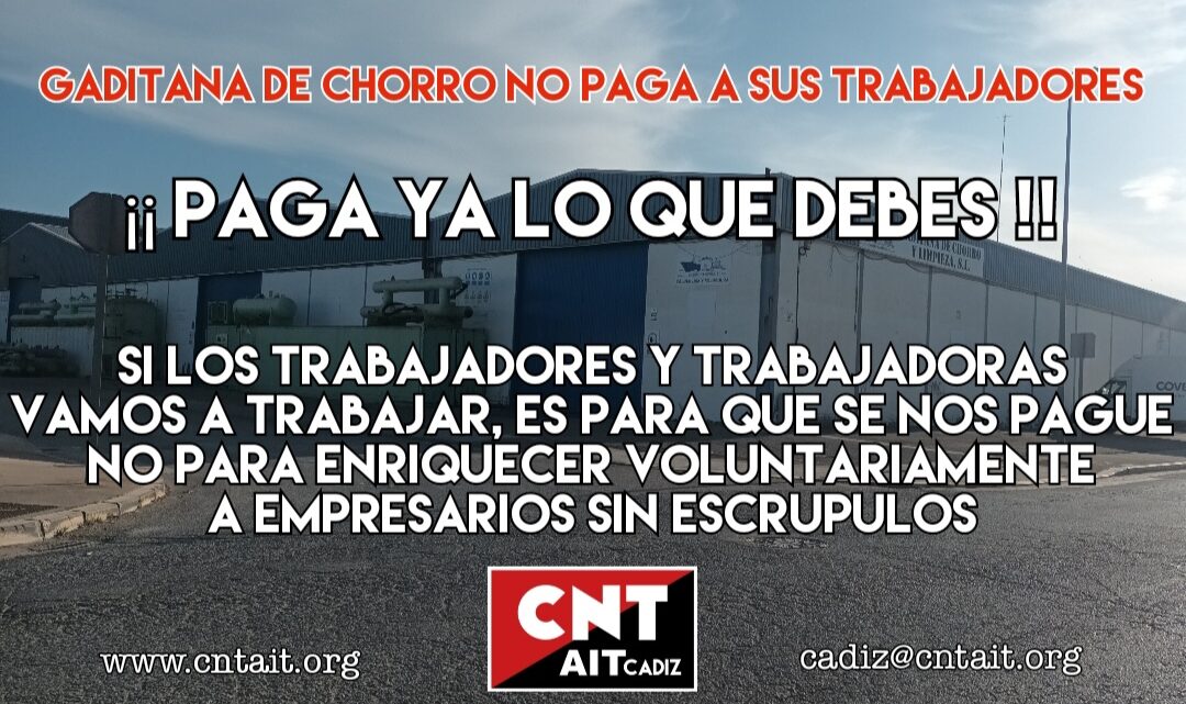 Impagos salariales en Gaditana de Chorro y Limpiezas S.L. Impagos salariales en Gaditana de Chorro y Limpiezas S.L.