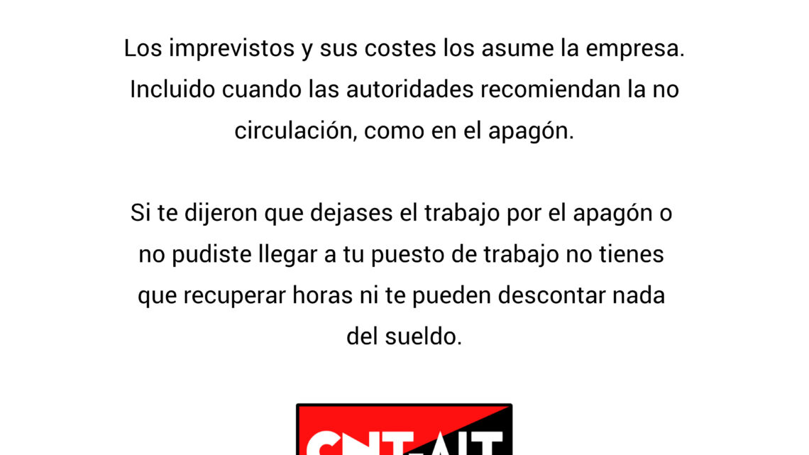 Permiso retribuido por el apagón eléctrico